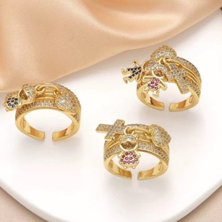 Luxo Meninos/Meninas Oco Para Fora Coração Anel Ajustável Feminino De Ouro Jóias Festa De Casamento Acessórios em Oferta na Shopee