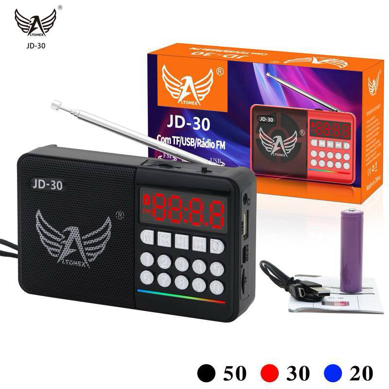 Mini Rádio Fm Portátil Bluetooth com Display digital Entrada Usb SD