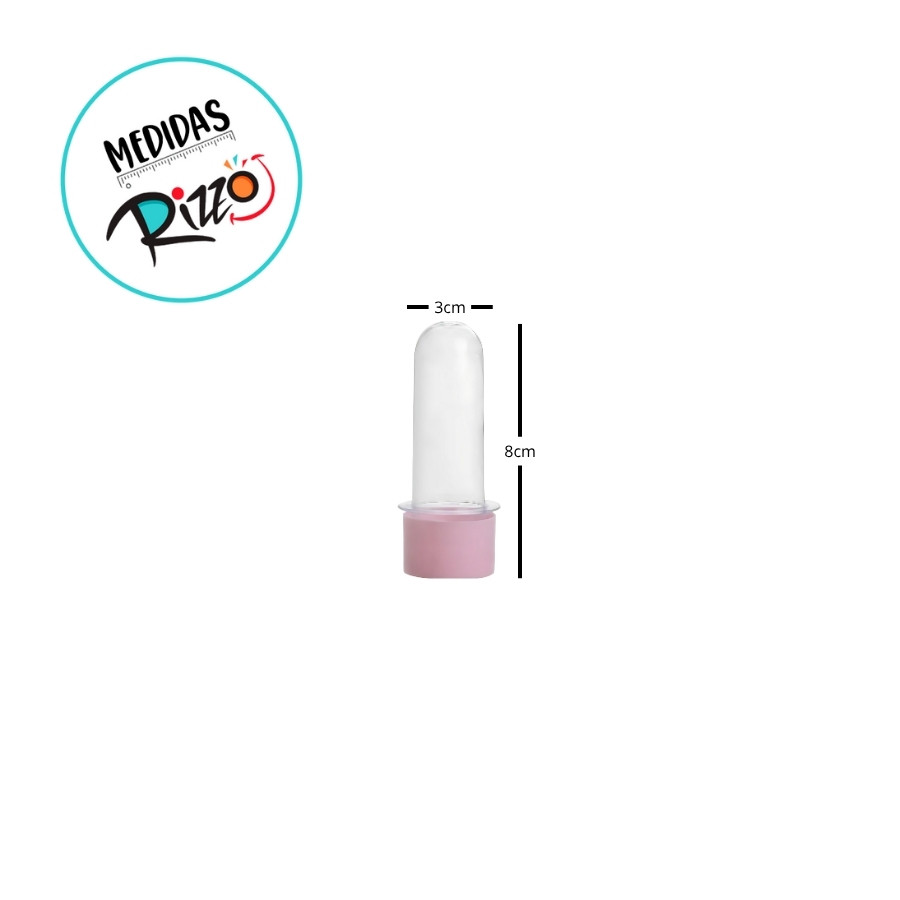Mini Tubete Para lembrancinha Cristal Com Tampa Rosa Bebê - 8cm - 10 unidades - Rizzo · foto 2