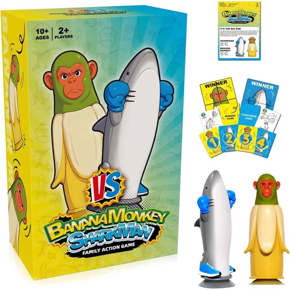 Banana Monkey Sharking Flip Challenge Game Banana Monkey VS Shark Figure Battle Card Game 70 Cards