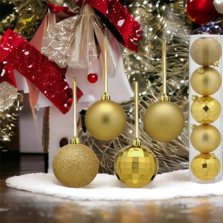 Kit 6 Bolinhas Dourada Natal Enfeite Luxo Decorar Pendurar Árvore Bolas 2,5cm