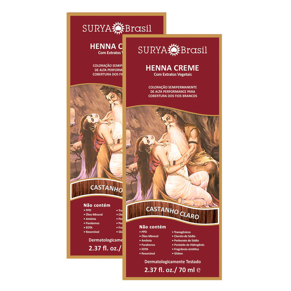 Kit 2 Henna Creme Surya Brasil Castanho Claro Kit em Oferta na Shopee