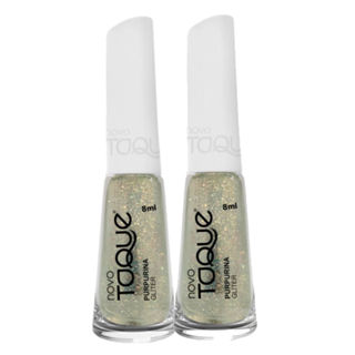 Kit 2 Esmalte Novo Toque Purpurina Gliter 8ml em Oferta na Shopee