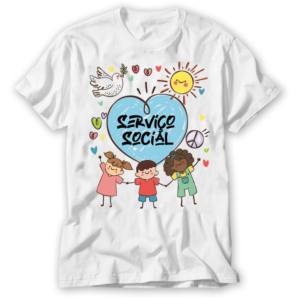 Camisa Camiseta Algodão branca Serviço social Blusa Premium Postagem Imediata