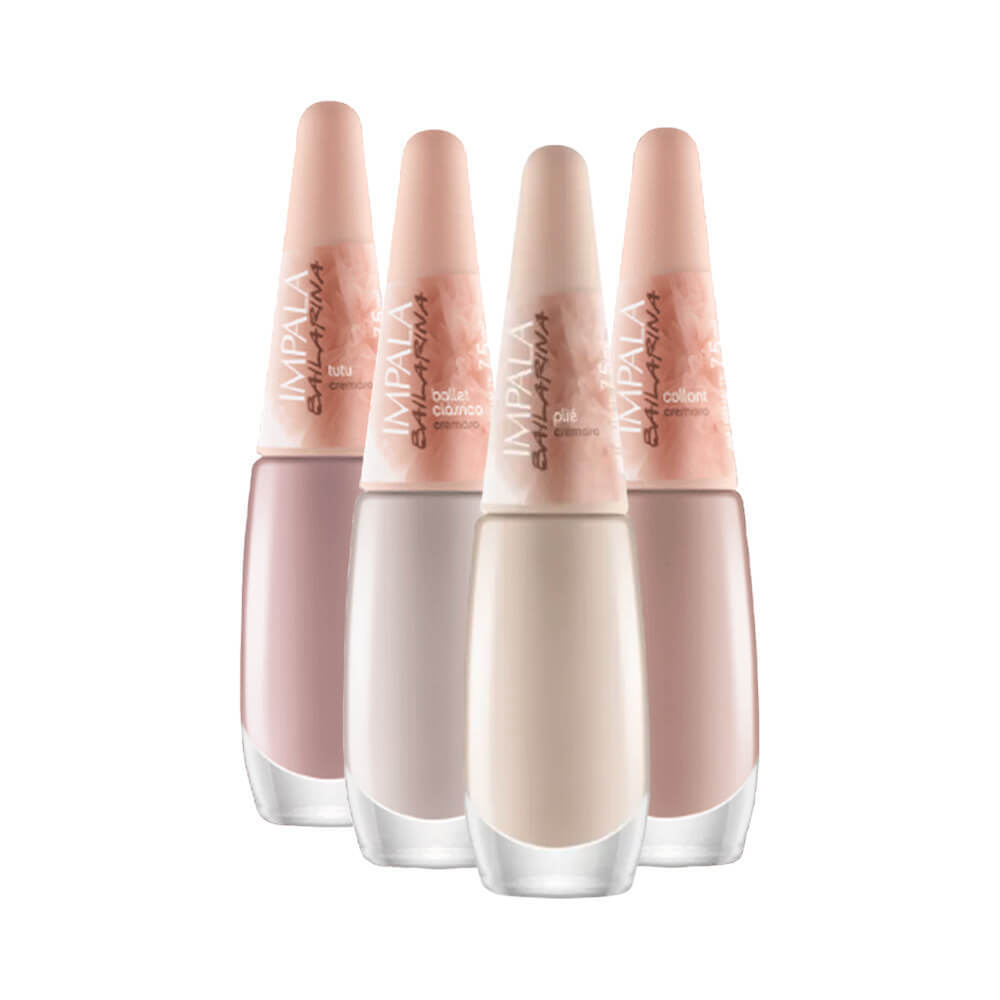 Kit 4 Esmaltes Impala Bailarina Tons Nude Cremoso em Oferta na Shopee