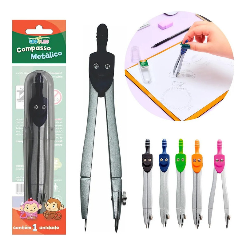 COMPASSO METÁLICO ESCOLAR - LEO&LEO em Oferta na Shopee