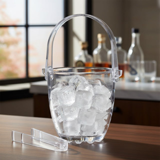 Balde De Gelo Em Vidro Ondulado Transparente Pegador E Alça Acrílicos  800ml em Oferta na Shopee