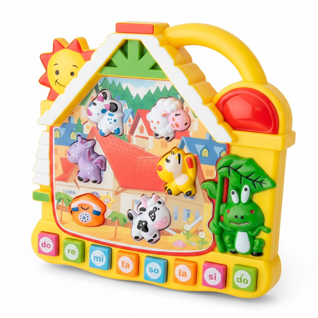 Piano Teclado Casinha Brinquedo Infantil Com Música E Sons De Bichinhos