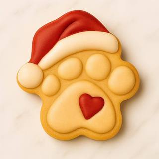 Cortador de Biscoito Pegada de Natal | Biscoito para Amantes de Cães | Cortador Pata de Natal