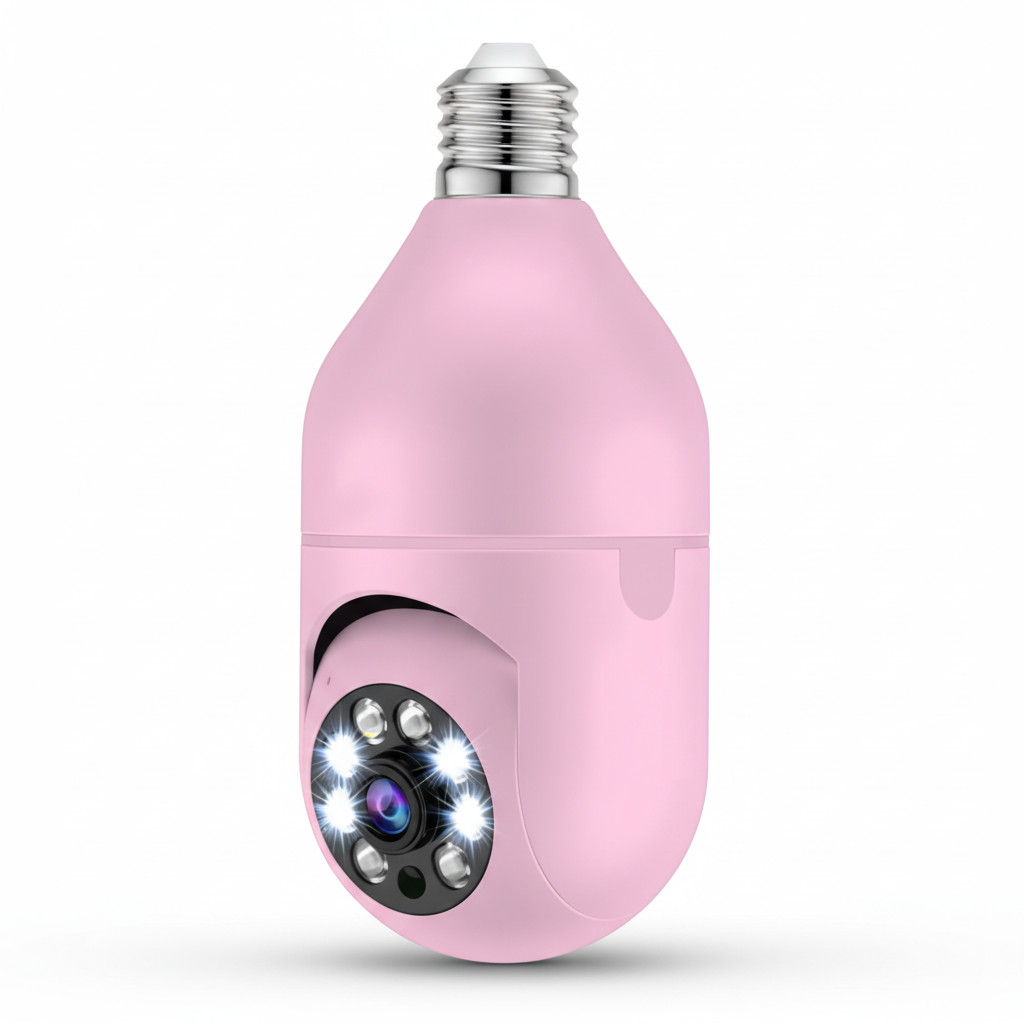 Câmera Lâmpada Mini IP Wi-Fi Sem Fio Visão Noturna Microfone Alto-Falante Acesso Remoto App Monitoramento 1080P
