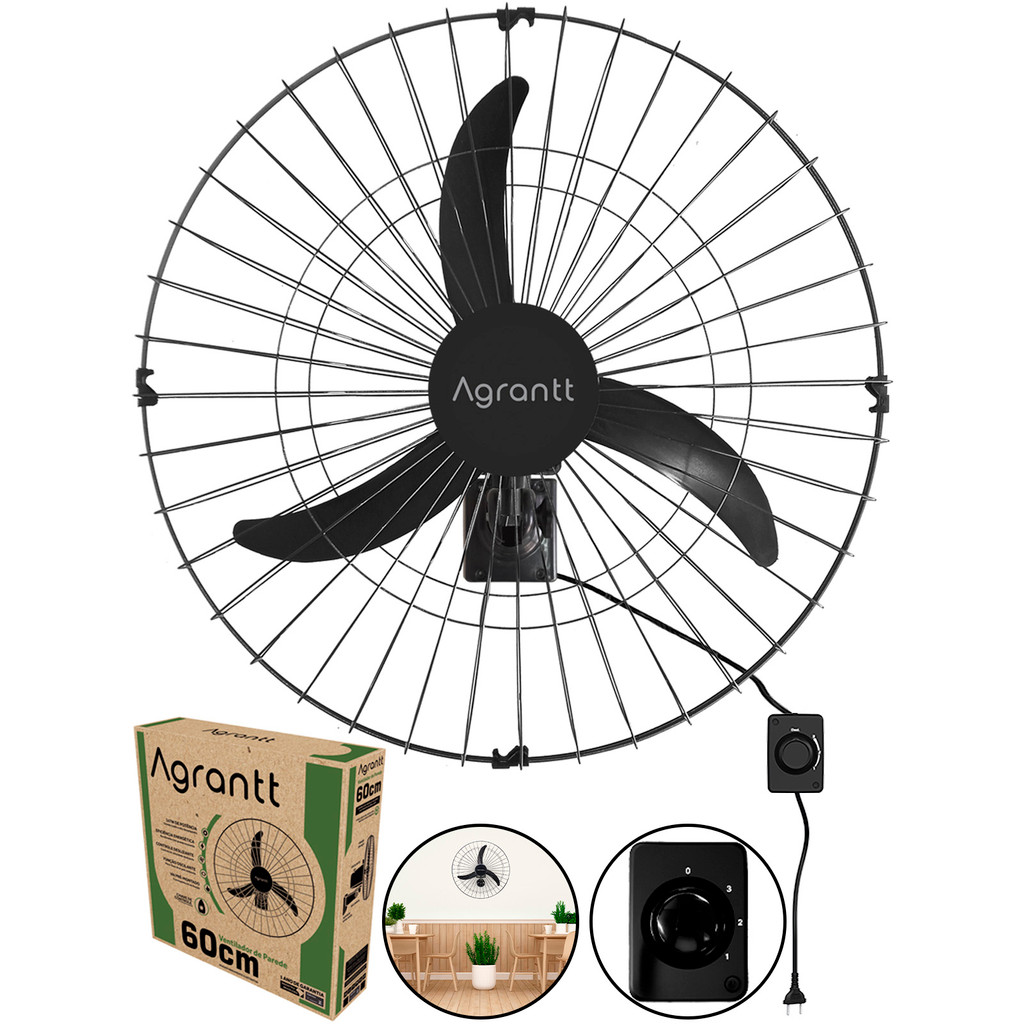 Ventilador De Parede 60cm 200w Turbo Oscilante Escola Academia Comércio Igreja 110v/220v Agrantt em Oferta na Shopee