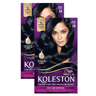 Kit 2 Tinta de Cabelo Koleston Preto Azulado 28 em Oferta na Shopee