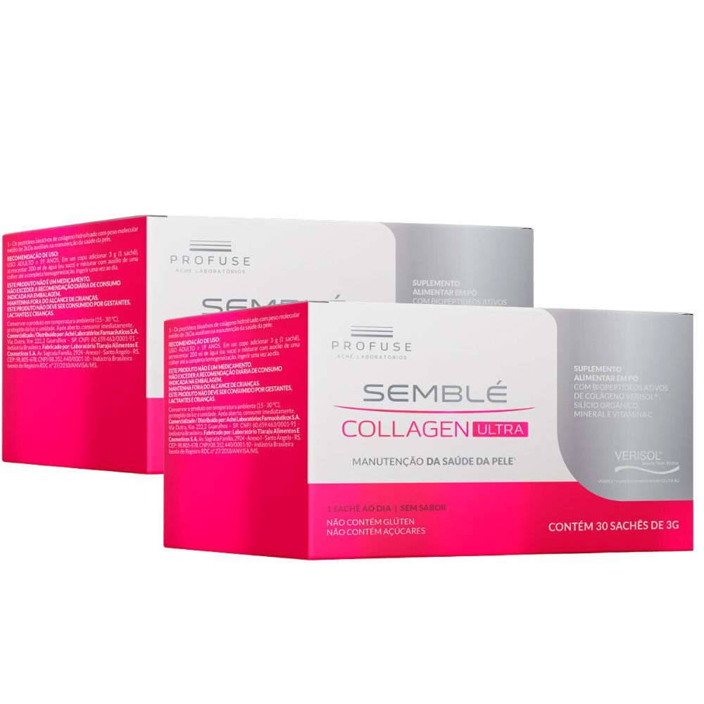 Kit 2 Profuse Semblé Collagen Ultra Colágeno 30 sachês de 3g