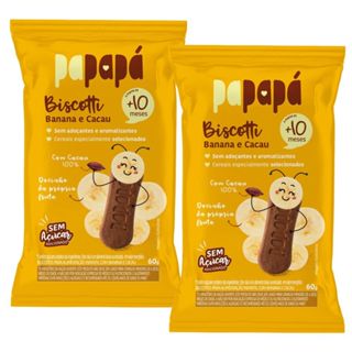 Kit 2 Biscotti Papapá 10+ Meses Sabor Banana e Cacau 60g em Oferta na Shopee