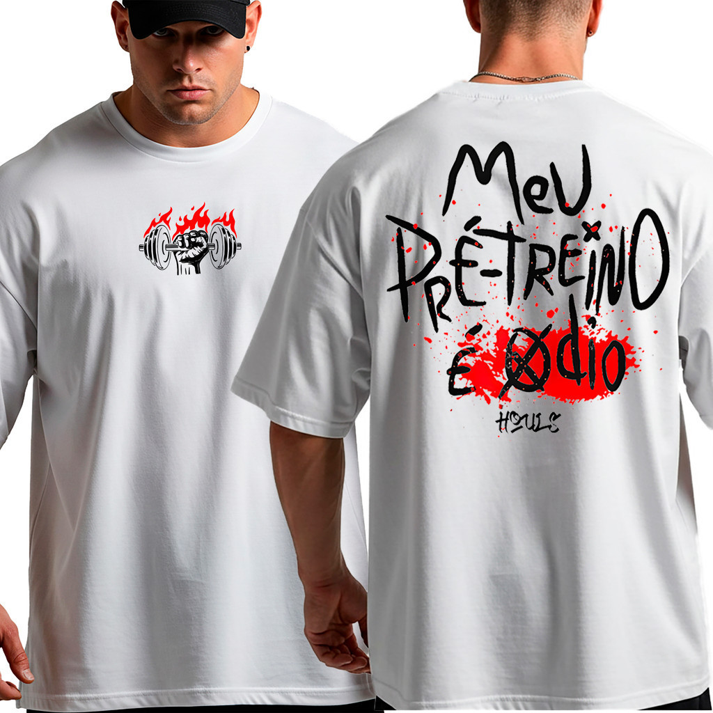 [Camiseta Premium em Algodão Puro]CC Camiseta Oversized Academia Meu Pré Treino é o Ódio Frases Musculação Mentalidade