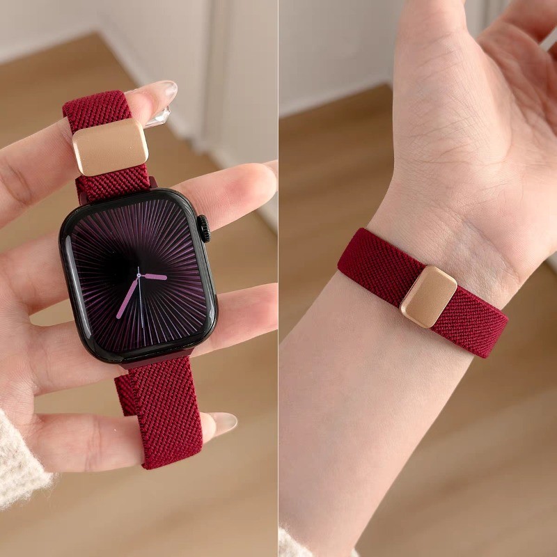 Pulseira De Nylon Com Fivela Magnética Para Apple Watch Band Série 11 10 42mm 46mm 41mm 40mm 45mm 44mm 38mm 49mm Elastic