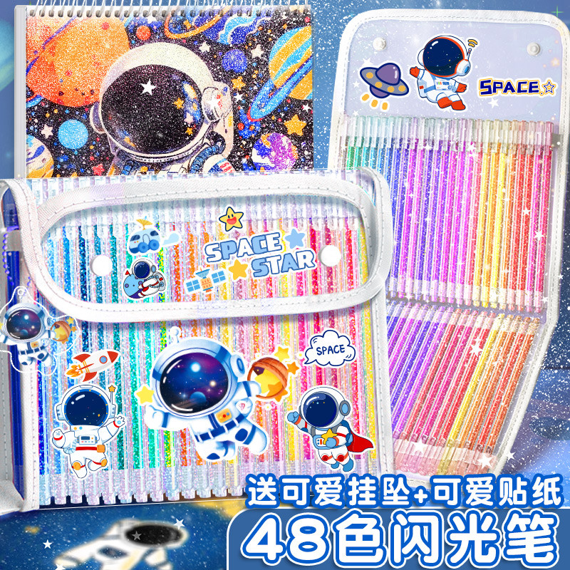 Caneta marcadora fluorescente perolada brilhante com glitter em Gel prateado Caneta aquarela brilhante Manual infantil P