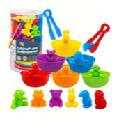 Brinquedo Montessori Animais de Silicone  Pareamento de Cores e Contagem  Atividade Sensorial para Bebês