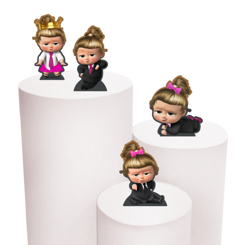 Kit Festa 4 Display de 30cm Totens Decoração de Festa Poderosa Chefinha Loira MDF Cortado a Laser