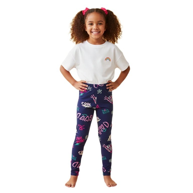 Calça Legging Infantil Estampada Em Algodão Malwee Kids
