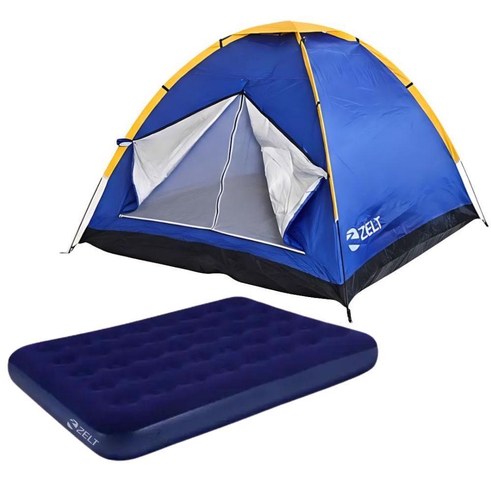 Barraca Iglu Camping para 4 Pessoas 2,10 M com Colchão Inflável de Casal Azul ZELT em Oferta na Shopee