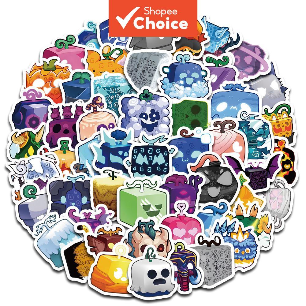 Blox Fruits Stickers 104PCS-Decalques De Vinil À Prova D'água Para Capacete , Bicicleta E Estojo De Lápis (Design De Tem