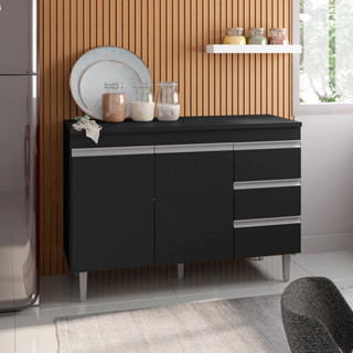 Balcão de Pia 2 Portas Andréia 120 cm Preto Sem Tampo AJL Móveis em Oferta na Shopee