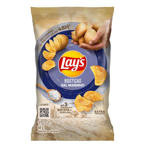 Batata Chips Lay's Rústica Sal Marinho 68g