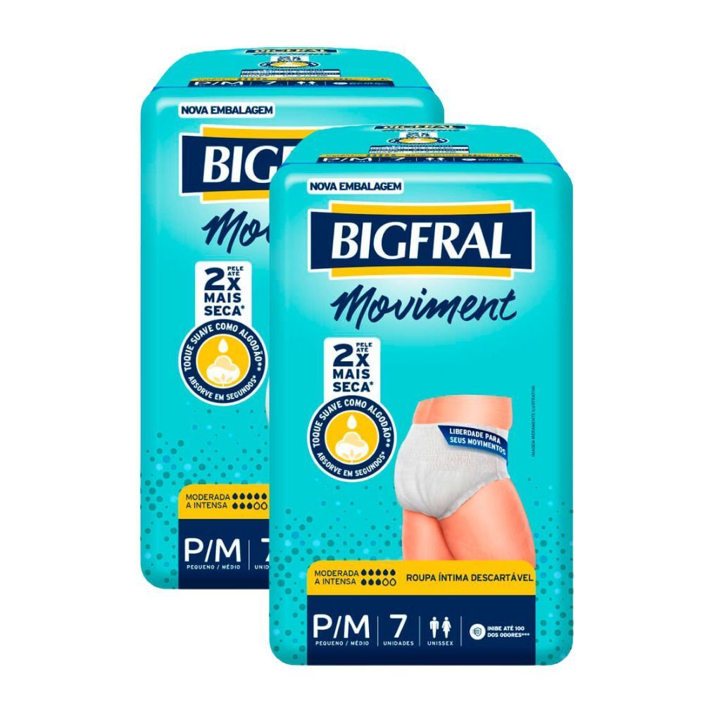 Kit 2 Roupa Íntima Bigfral Moviment P/M 7 Unidades em Oferta na Shopee