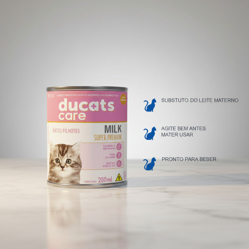 Alimento Leite Ducats Care Milk Gatos Filhotes 280ml