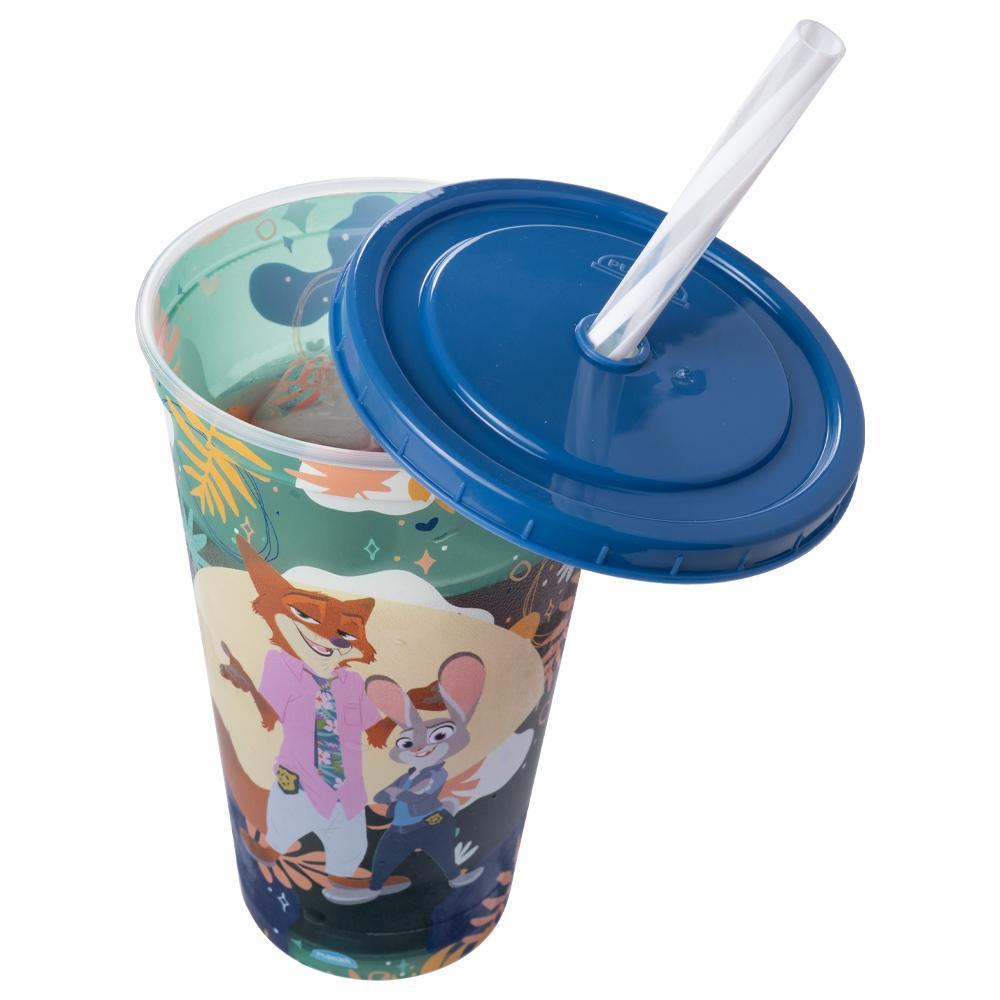 Copo Zootopia com Canudo 500 ml Nick Judy Gary Plasútil em Oferta na Shopee