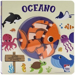 Happy Wood Livro Quebra-cabeça de madeira: Oceano Livros D+MS
