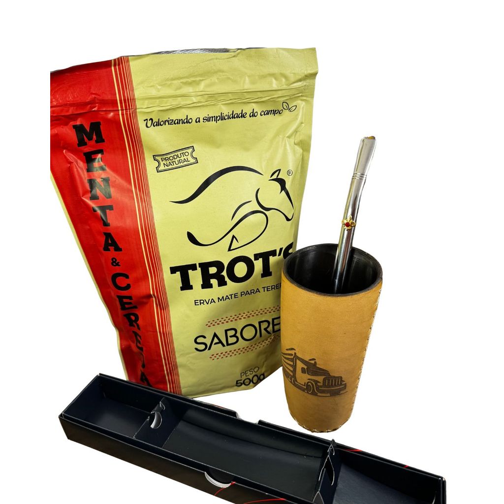 Kit Tereré–Guampa Caminhão+Bom+Erva Trot’s Menta Cereja 500g