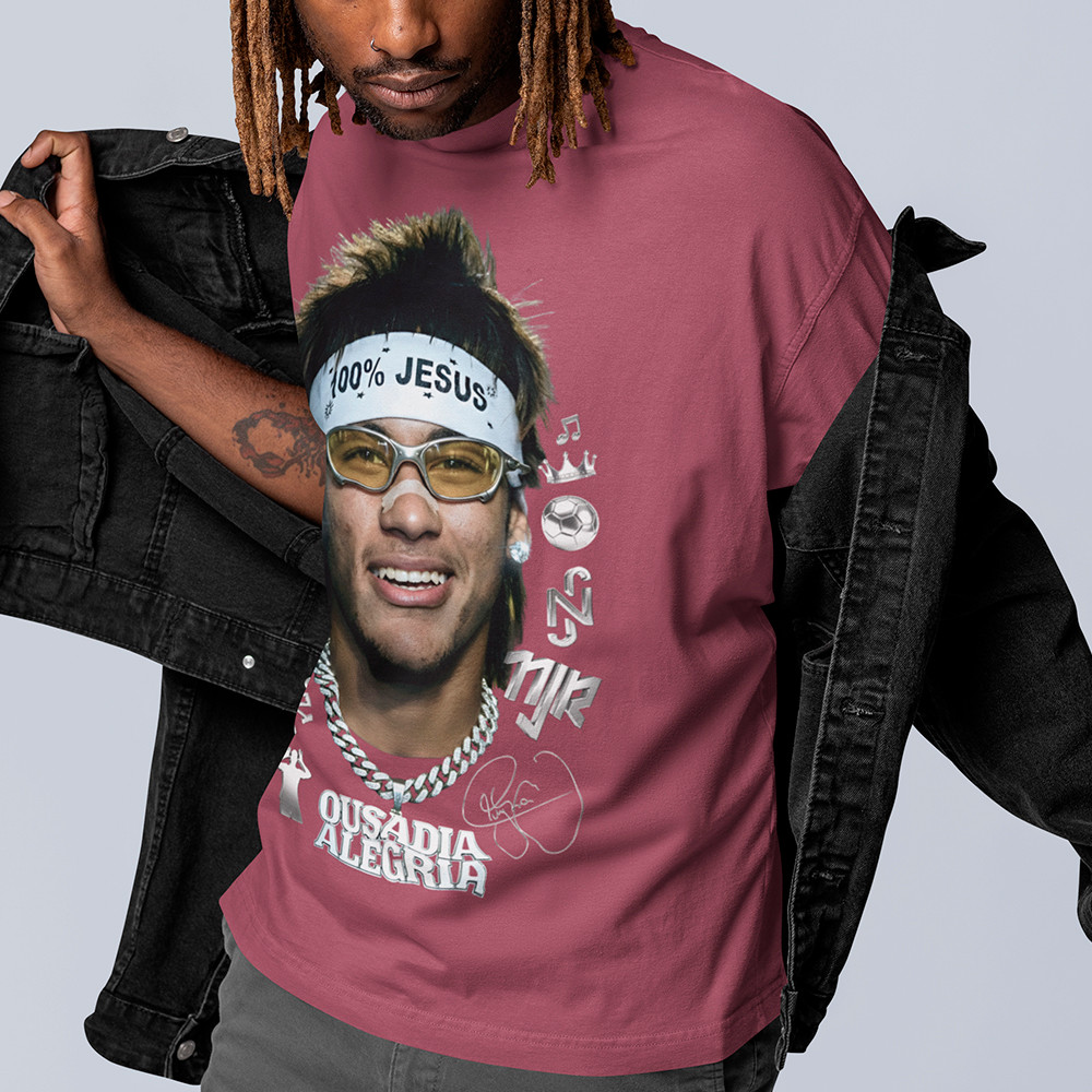 Camiseta Masculina Neymar Óculos Juliet Estampa Com Assinatura Camiseta Futebol Menino Ney