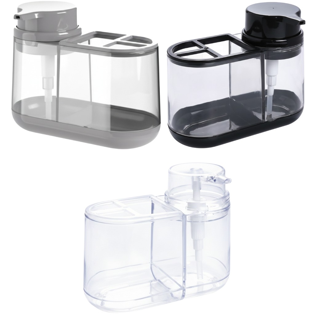 Porta Escovas E Dispenser Sabonete Líquido 330ml Blend Acrílico Plasútil em Oferta na Shopee