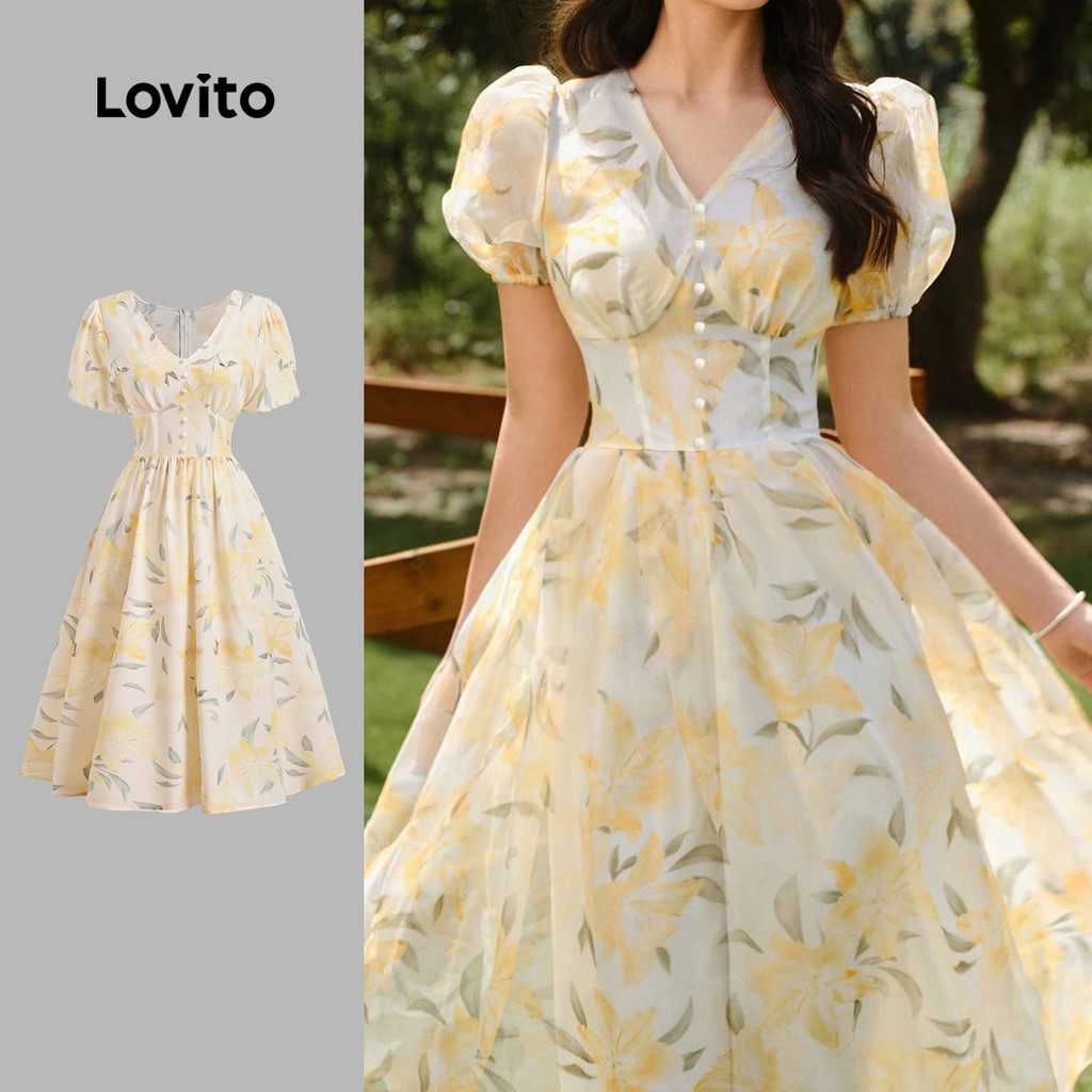 Lovito Vestido Casual com Zíper para Primavera/verão para mulheres L142LD251 em Oferta na Shopee