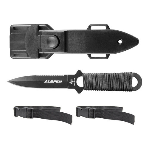Faca De Mergulho Albatroz Qs-m20a Com Cinto Duplo E Bainha Cor Preto