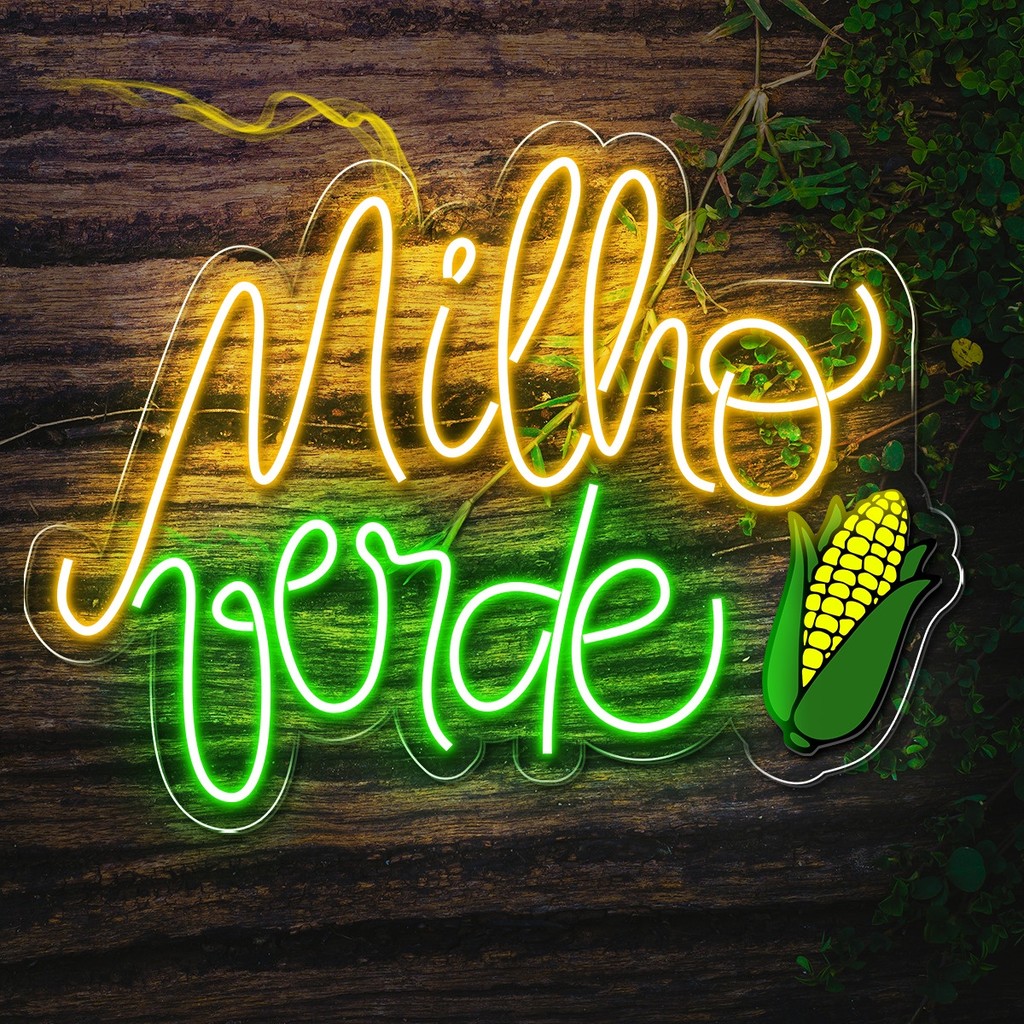 Painel Neon Led Milho Verde Decoração Parque Cural Pamonha