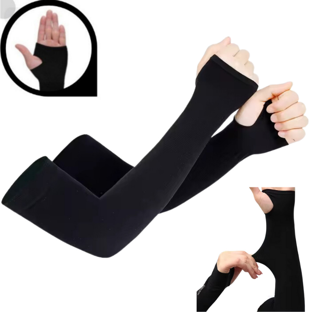 2 Pares Manguito Proteção Solar UV Fina Braço Seda Masculina Feminina Respirável 40cm em Oferta na Shopee