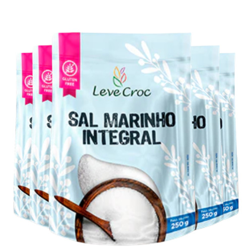 Kit 5 Sal Marinho Integral Leve Croc Natural Sem Iodo 250g