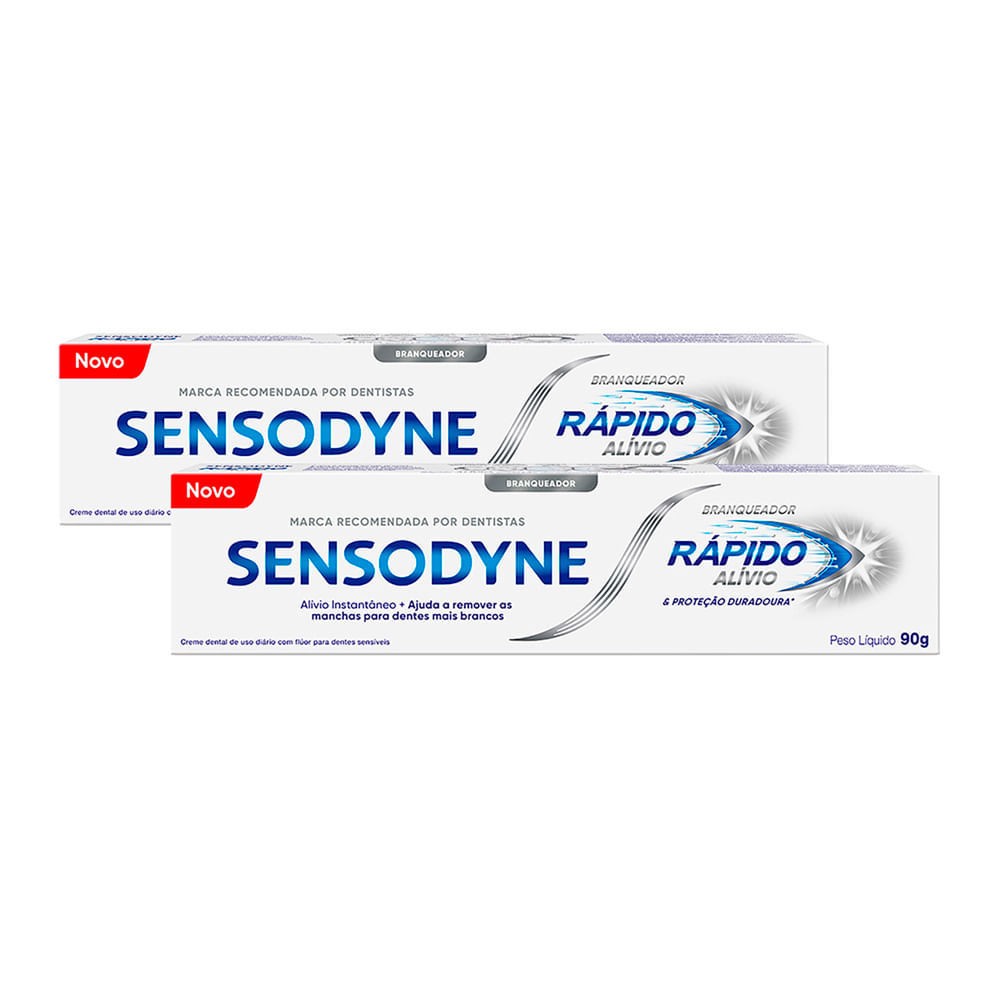 Kit 2 Creme Dental Sensodyne Branqueador Rápido Alívio 90g em Oferta na Shopee