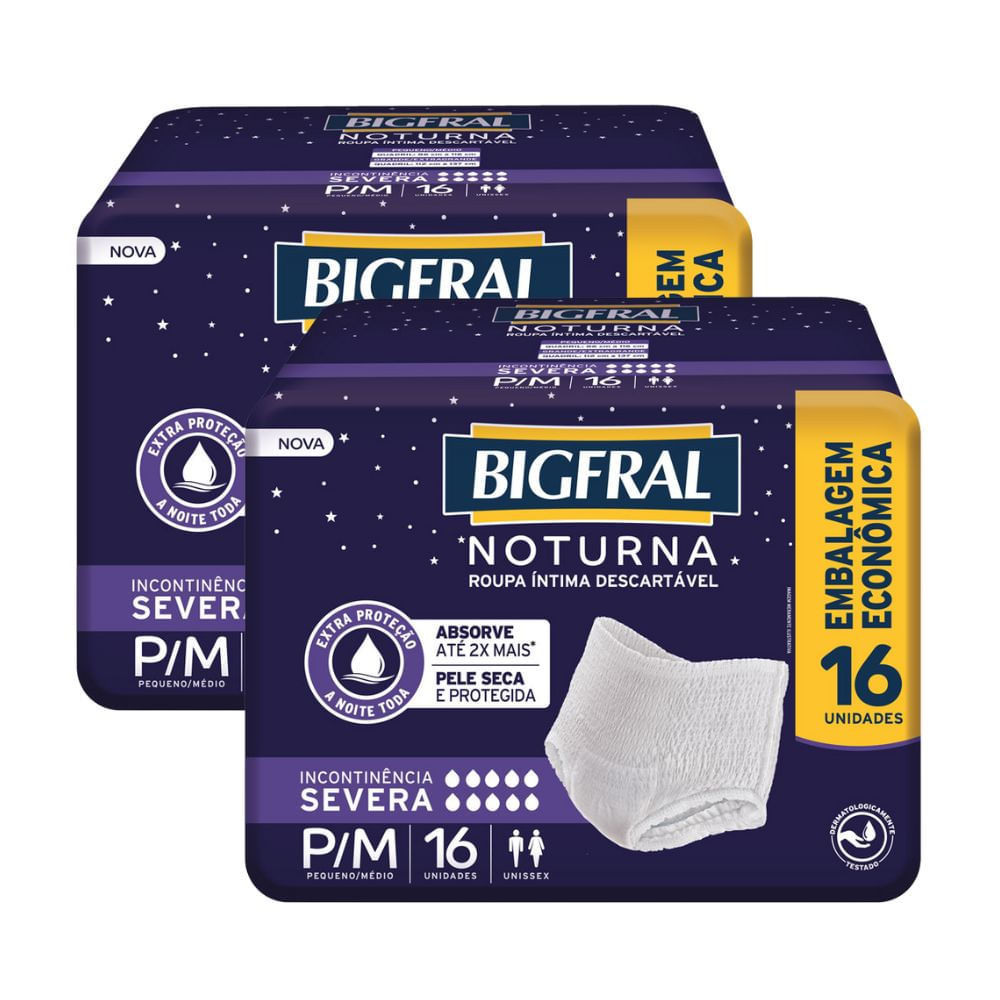Kit 2 Roupa Íntima Descartável  Bigfral Noturna G/XG 16 Unidades Embalagem Econômica em Oferta na Shopee