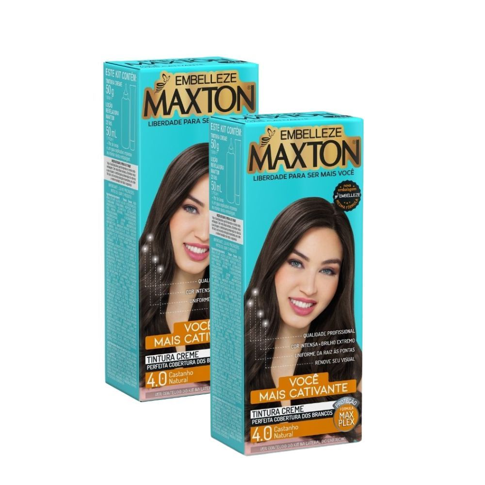 Kit 2 Tintura Creme Maxton Castanho Natural 4.0 em Oferta na Shopee