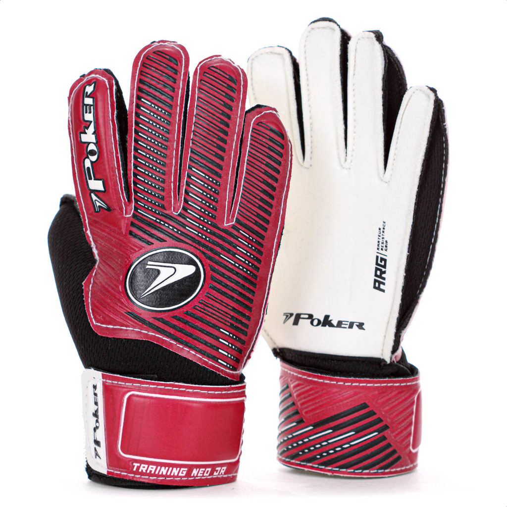 Luva de Goleiro Poker Campo Training Neo Junior Vermelho e Branco - Infantil