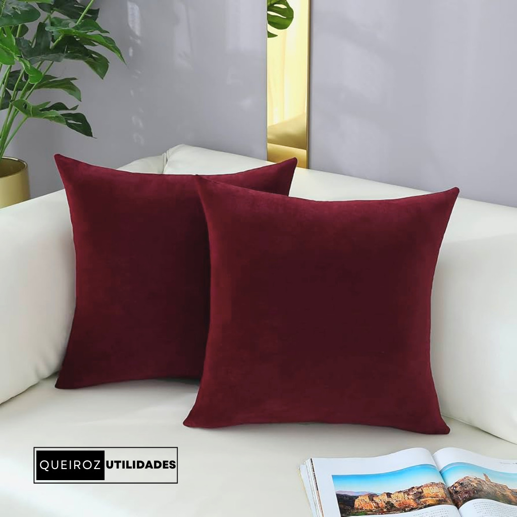 Kit com 1 até 10 Capas de Almofadas: Bordô - 40x40 - Decorativa Para Sala / Sofá / Quarto / Cama - Desconto! em Oferta na Shopee