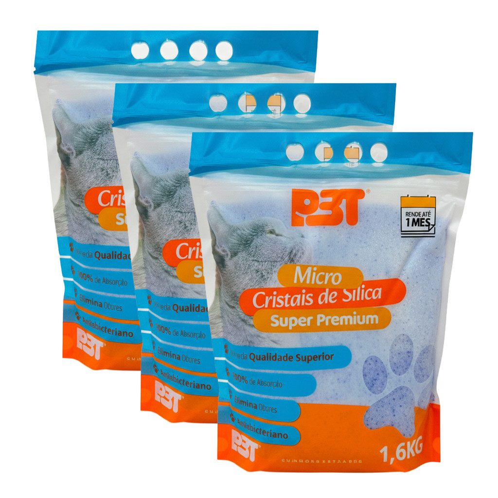 3UN Areia Sanitária de Gato Micro Cristais Sílica FINA 4,8kg P3T em Oferta na Shopee