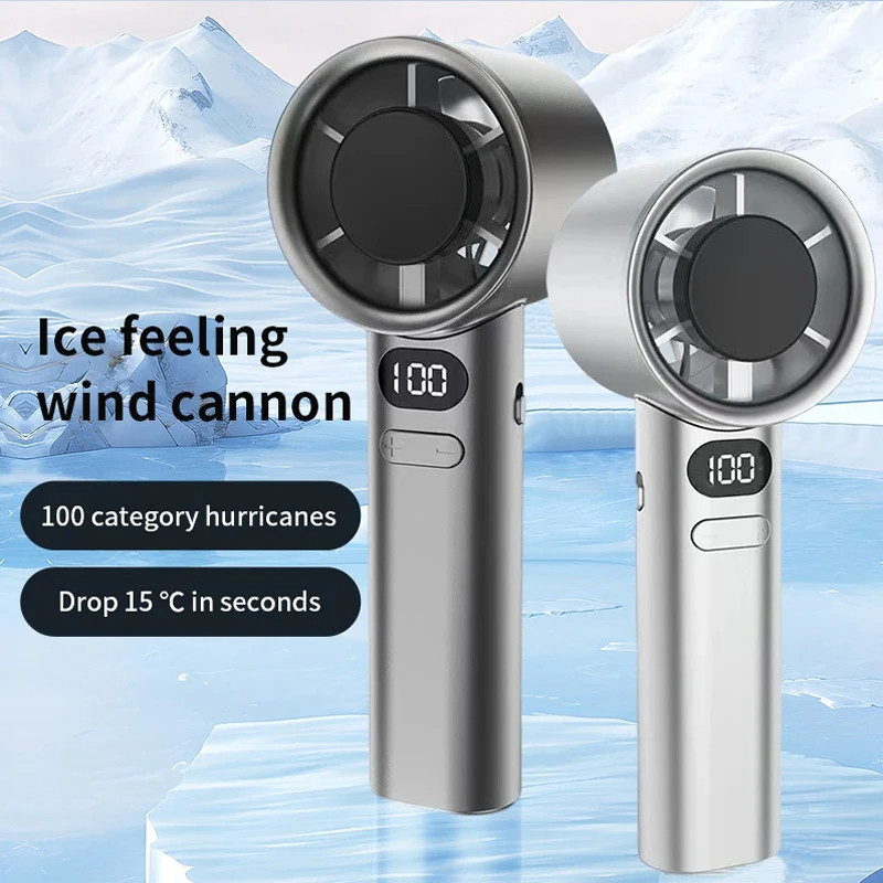 Ventilador Portátil Turbofan De 120 Velocidades Elétrico Recarregável USB Com Display Digital