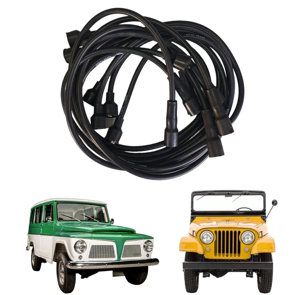 Jogo De Cabos De Velas Motor De 06 Cilindros Jeep / Rural / F 75 / Maverick Ford Willys