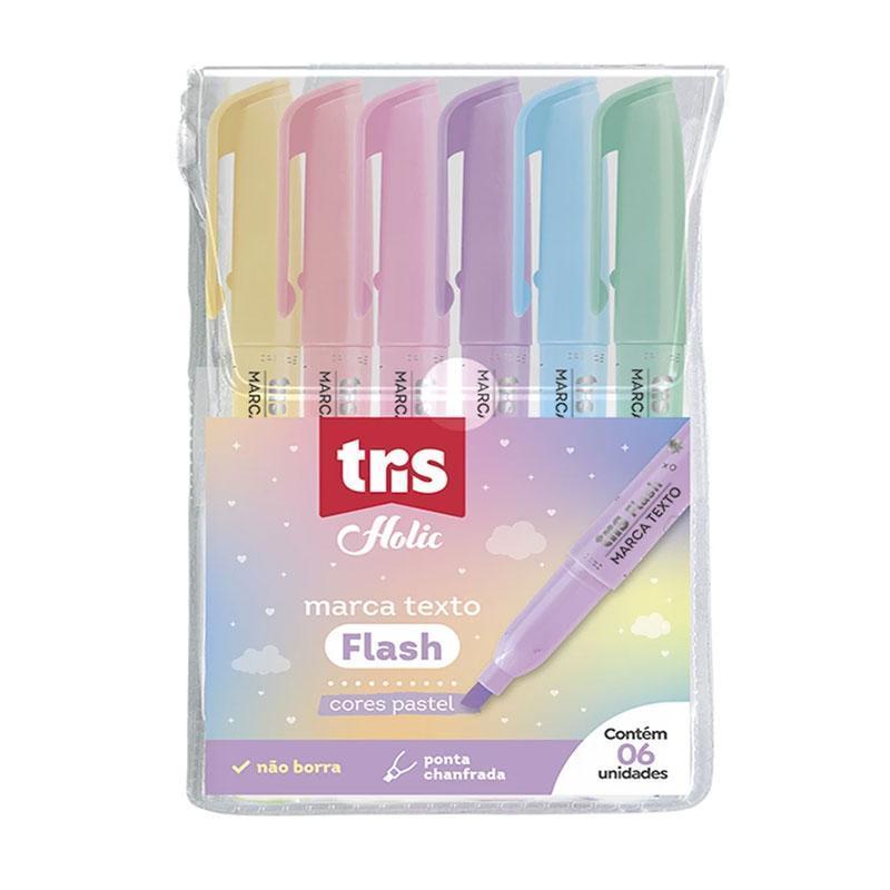 Kit Marca Texto Flash Pastel 607283 6 Cores - Tris