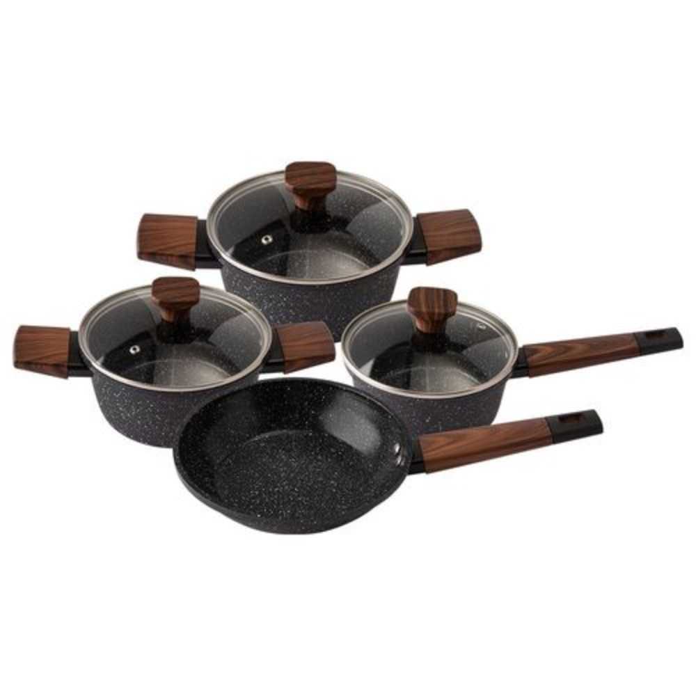 Jogo de Panelas Antiaderentes 4/5 Peças com Revestimento Cerâmico Para Indução/Gás Tampa de Vidro INMETRO em Oferta na Shopee